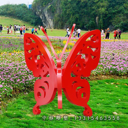园林不锈钢蝴蝶雕塑 (1)