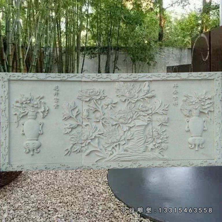 花开富贵 平安吉祥石浮雕，酒店壁画石浮雕