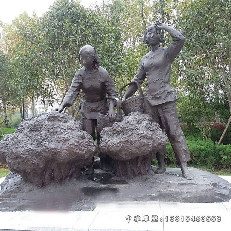 采茶民俗铜雕人物