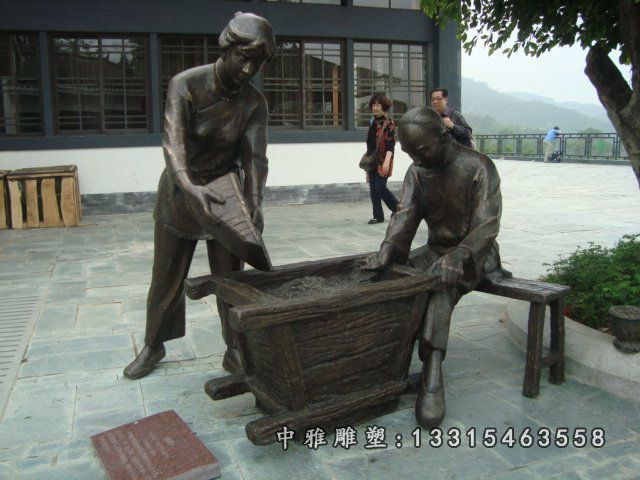 捡茶铜雕，广场捡茶小品铜雕 (2)