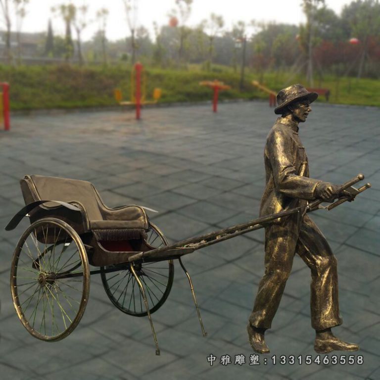 景区车夫铜雕 (4)