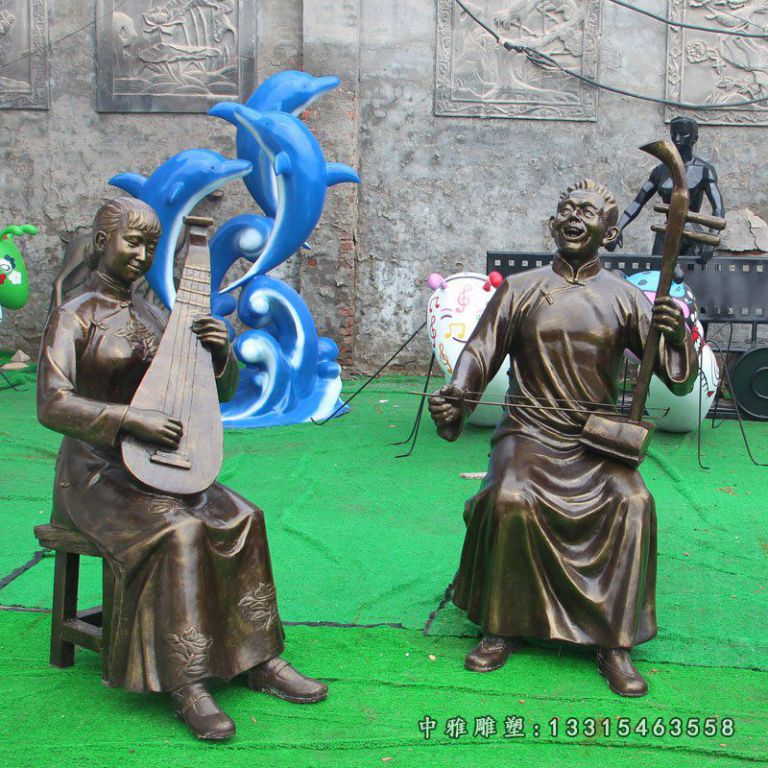 唱评书民俗人物铜雕 (4)