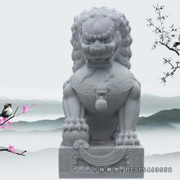青石狮子雕塑，镇宅石狮子 (3)