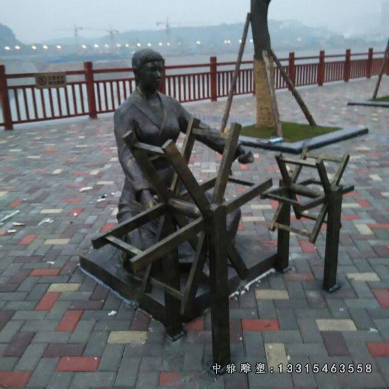 织布铜雕，广场小品铜雕 (7)