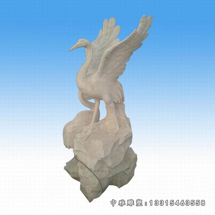 汉白玉展翅天鹅 石雕公园动物摆件 (1)