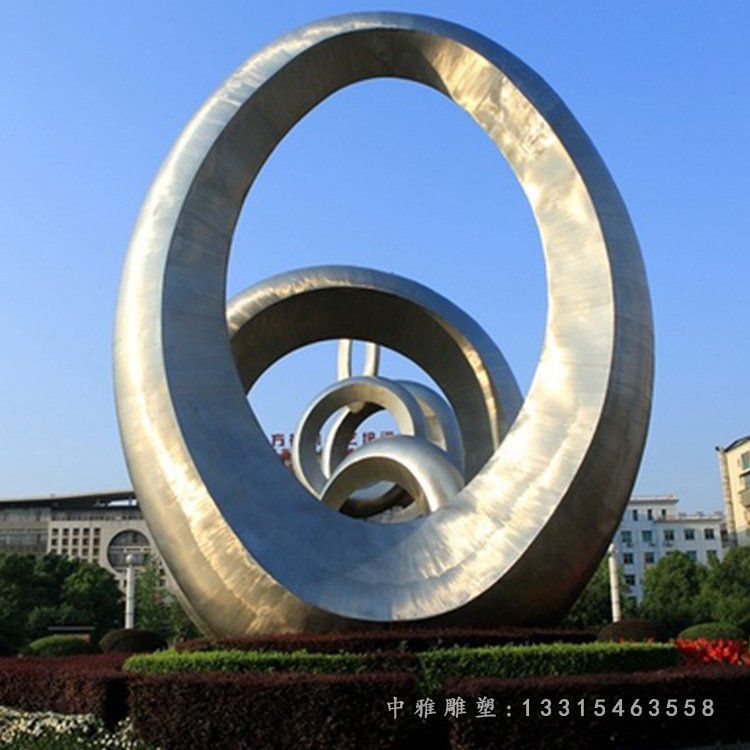 城市大型不锈钢抽象圆环雕塑