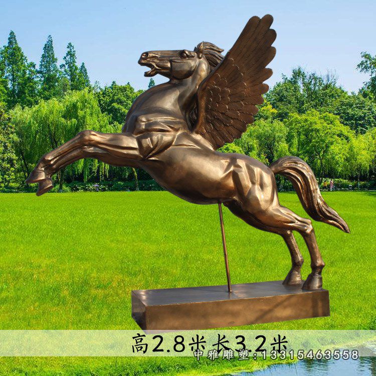 玻璃钢飞马雕塑仿铜动物雕塑