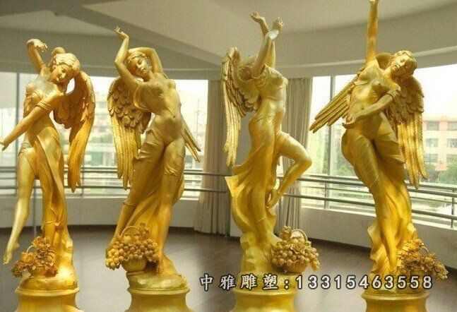 美女天使铜雕，西方人物铜雕