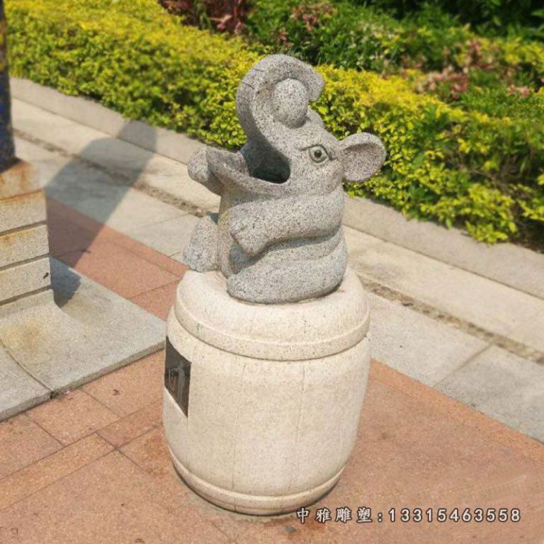 厂家直销石雕动物垃圾桶 城市街道小区装饰石雕卡通垃圾桶69370