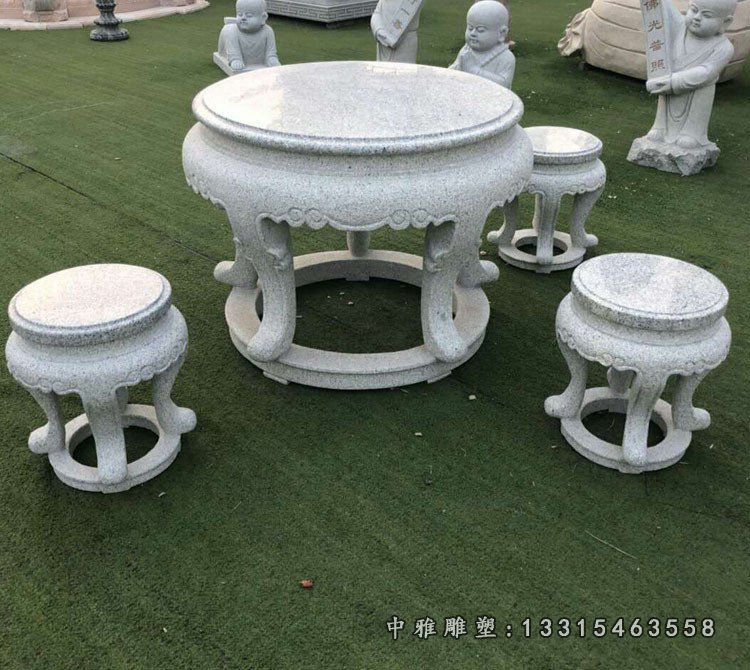大理石圆桌凳石雕 别墅石桌凳