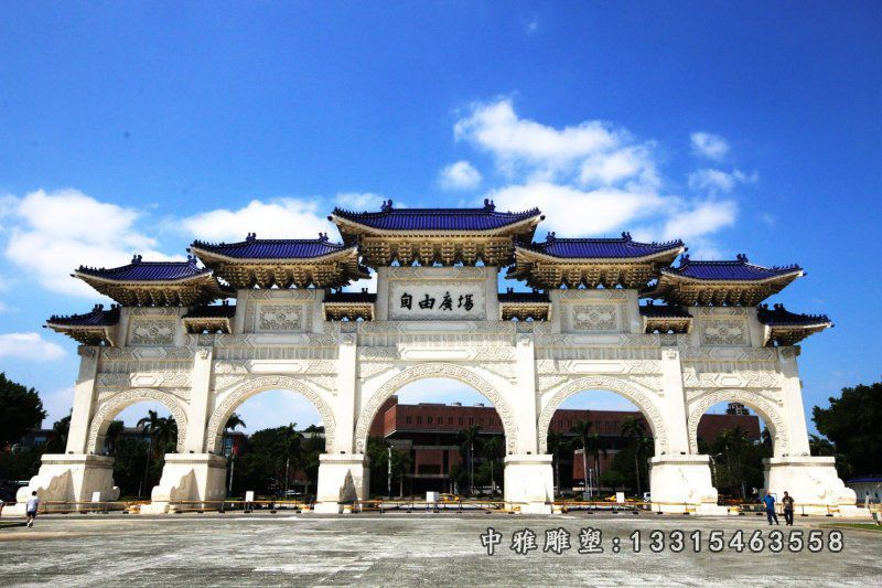 石雕牌坊，五门牌坊，广场牌坊雕塑 (2)