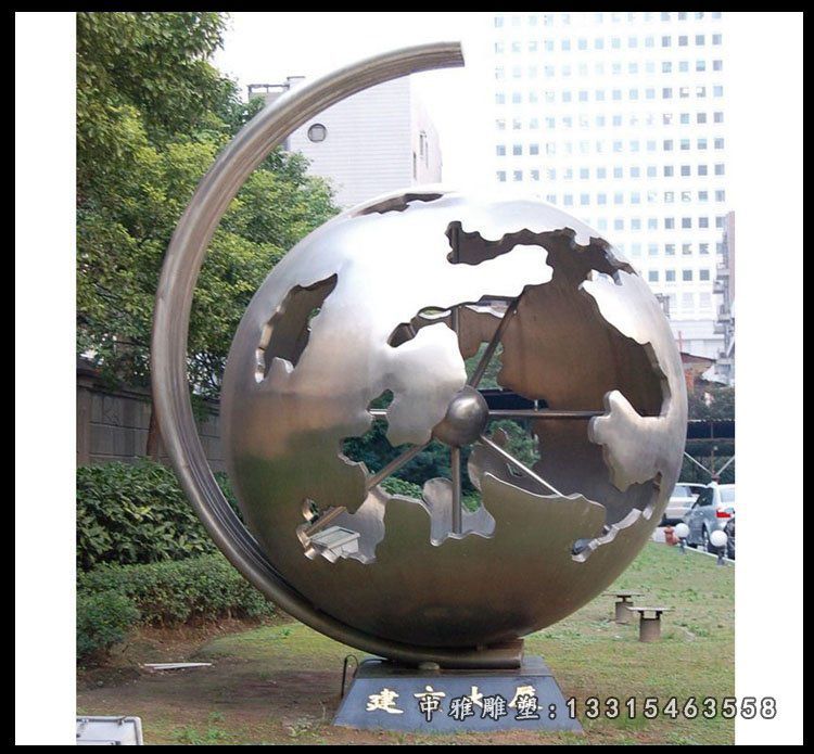 建京大厦景观雕塑，不锈钢景观标志雕塑
