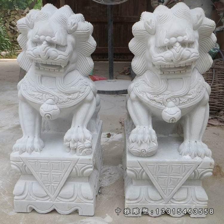石雕北京狮大理石看门狮子雕塑 (7)