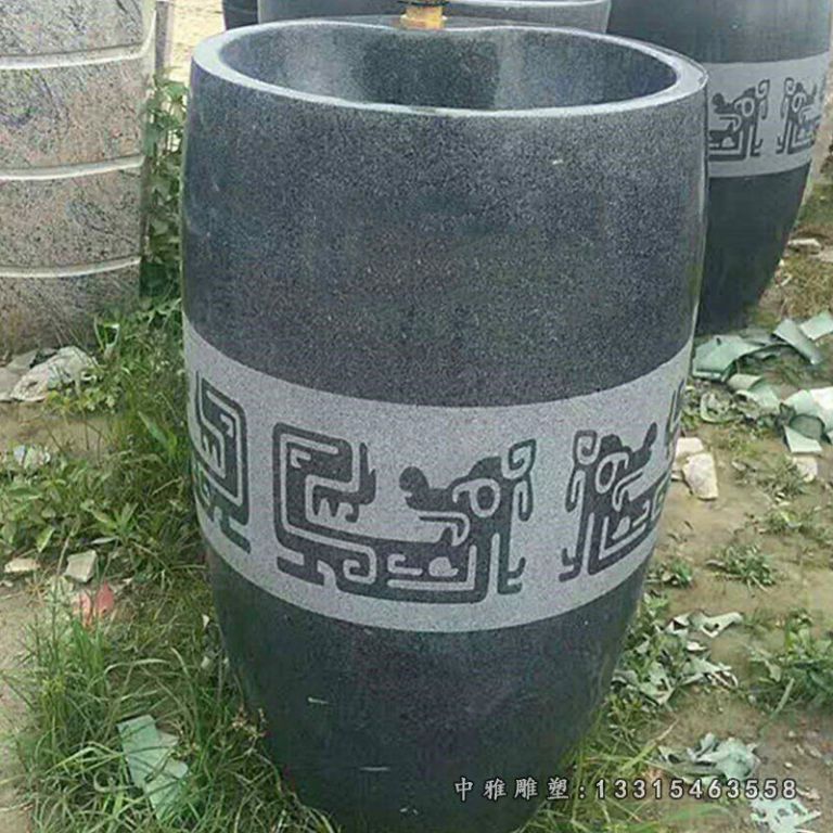 抽象龙浮雕水缸 酒店水池