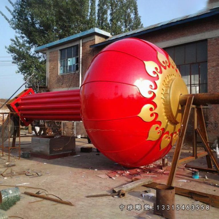 不锈钢红灯笼雕塑，广场不锈钢红灯笼雕塑 (2)