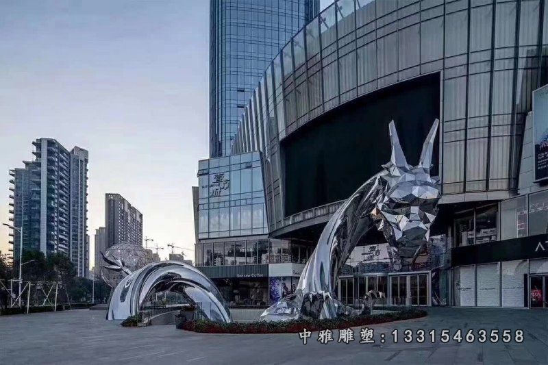 不锈钢抽象大型龙雕塑 (1)