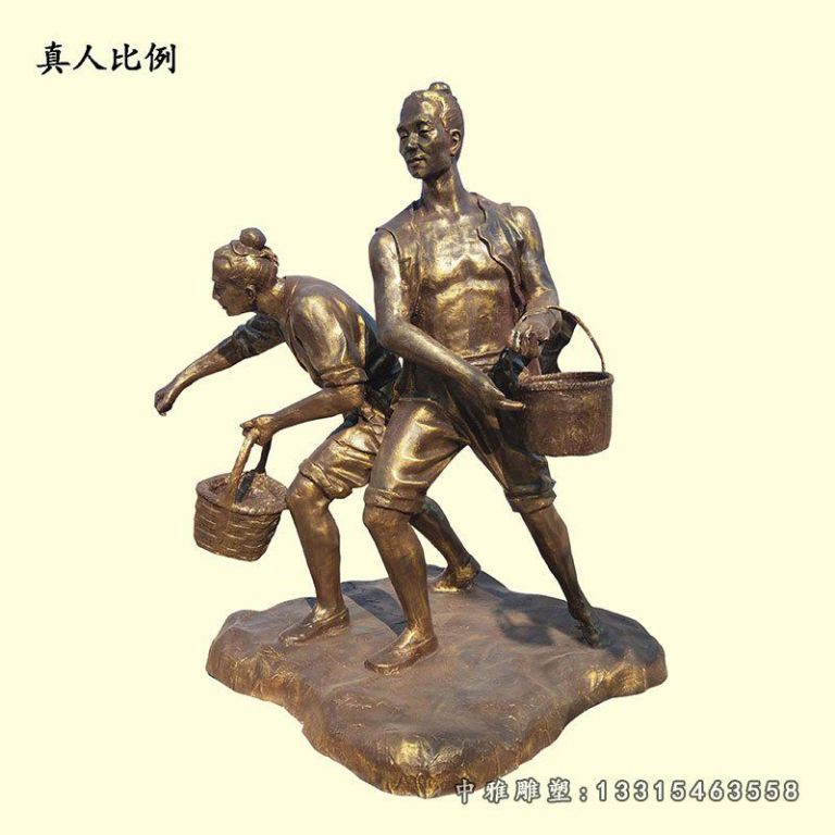 民俗播种人物铜雕