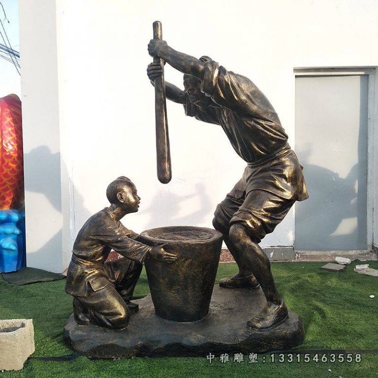 打糍粑人物民俗铜雕