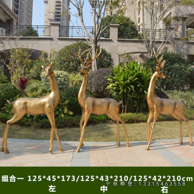 别墅铜鹿组合雕塑 (4)