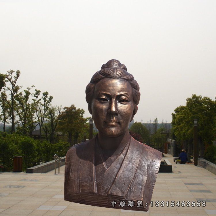 李清照胸像铜雕，校园古代诗人铜雕 (4)