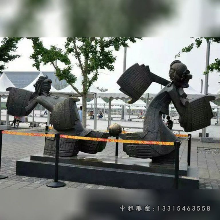 皮影戏铜雕，公园人物铜雕