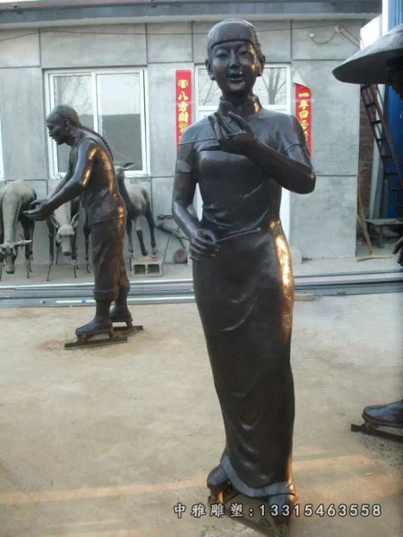 广场小品铜雕，人物铜雕，说评书铜雕