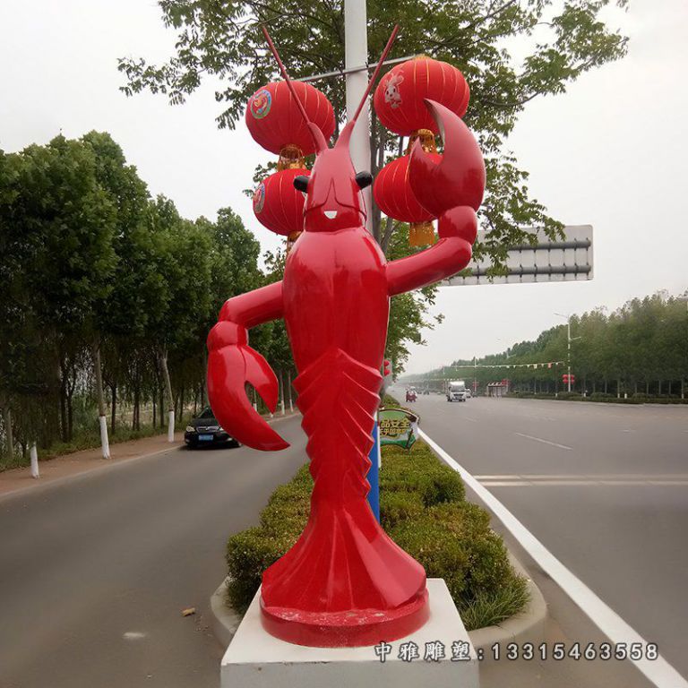 不锈钢城市龙虾景观雕塑 (1)