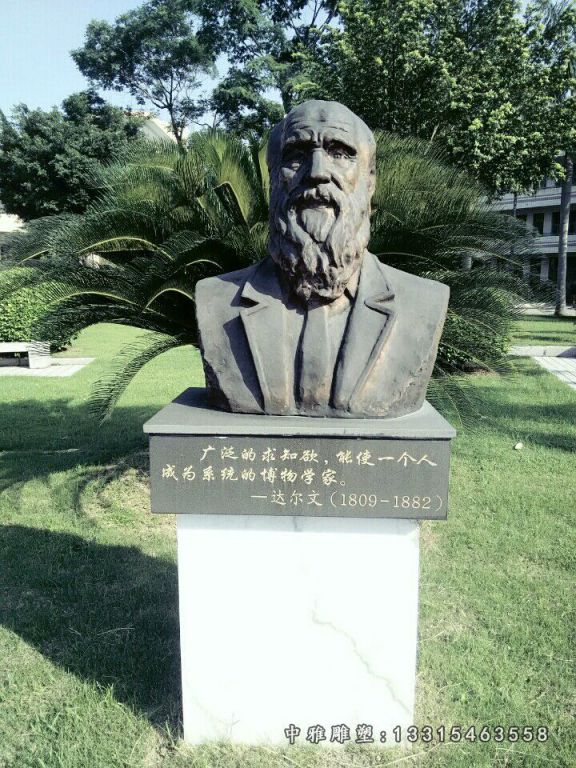 达尔文胸像铜雕，科学家