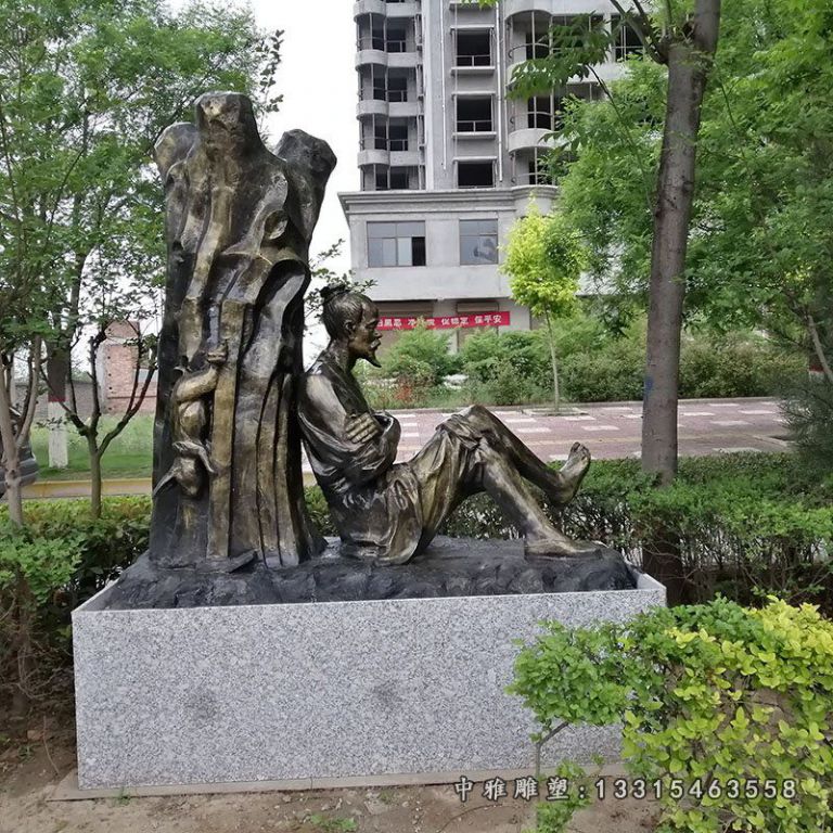 守株待兔典故铜雕
