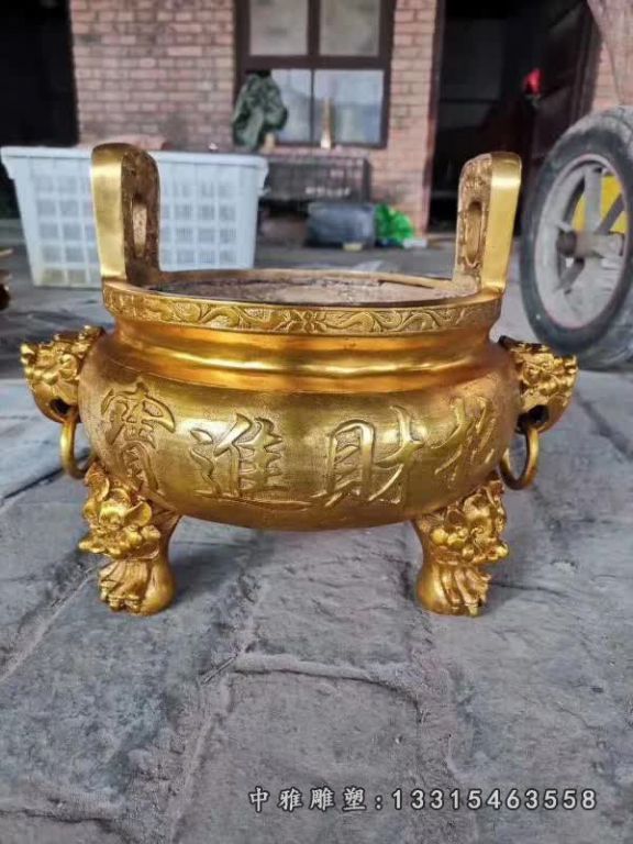 铸铜招财进宝香炉雕塑