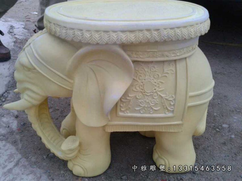 汉白玉小象石凳