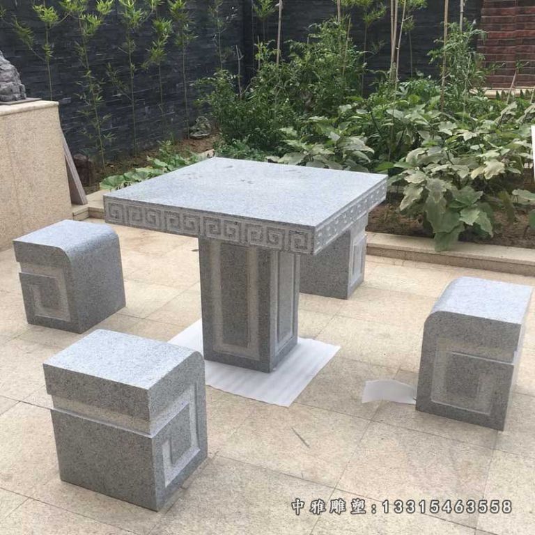 庭院景观摆件，大理石方形石桌凳