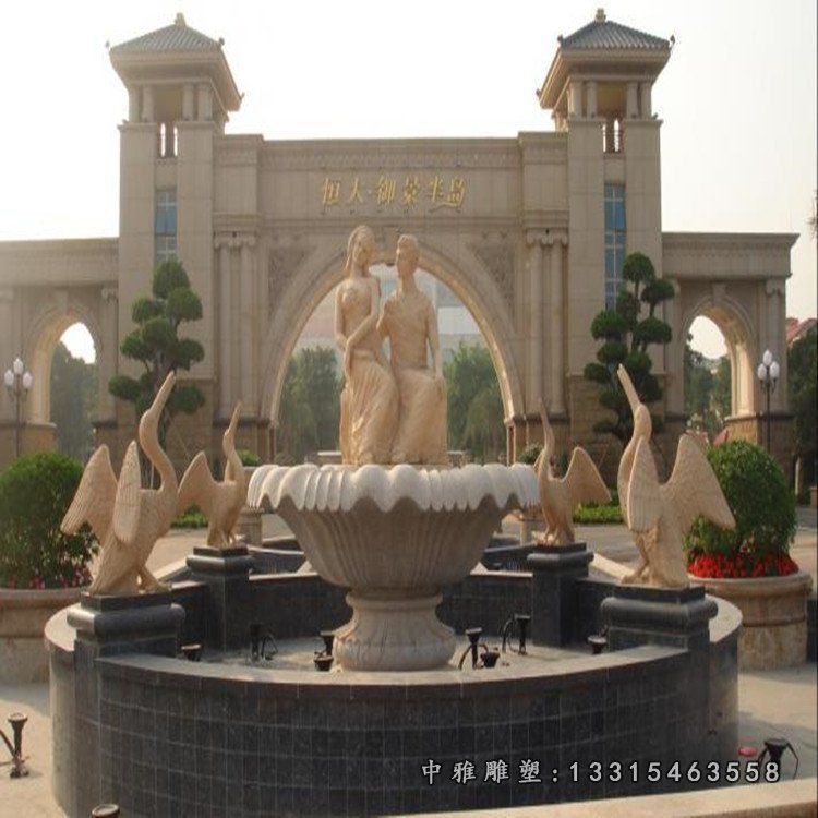 小区西方人物欧式喷泉