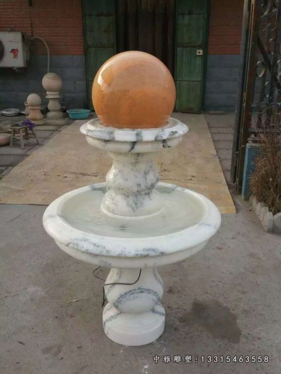 草白玉双层风水球