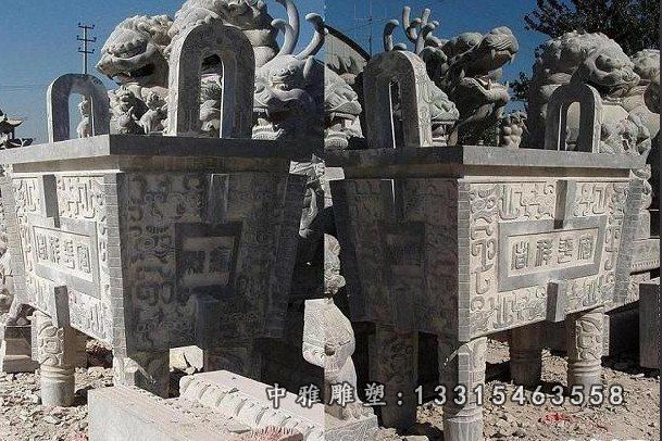 石方鼎，司母戊鼎石雕，仿古石鼎 (2)