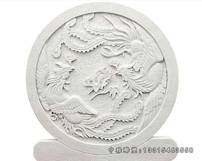 两个凤凰石浮雕，凤凰石浮雕
