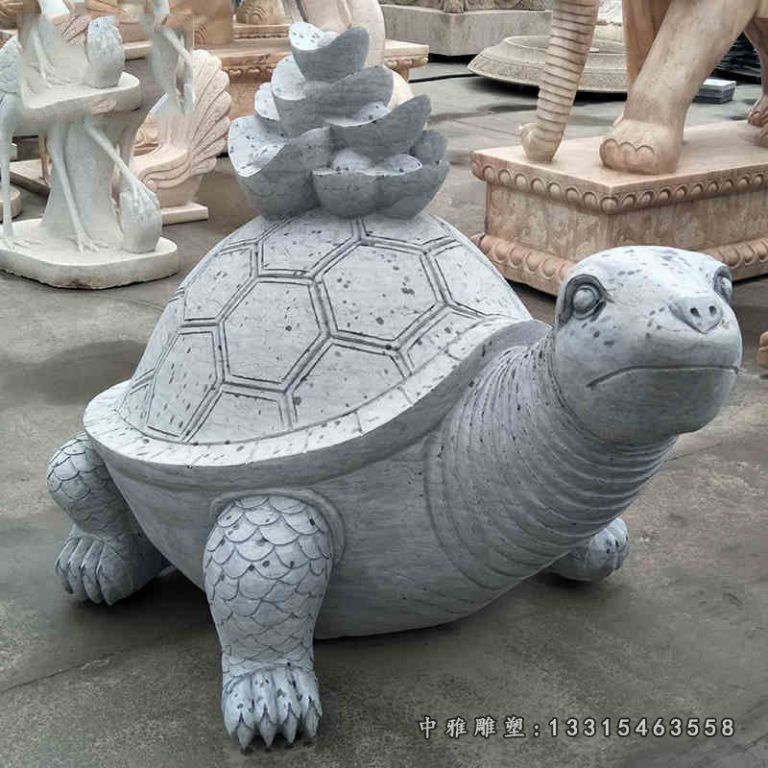 驮元宝乌龟石雕，青石乌龟雕塑