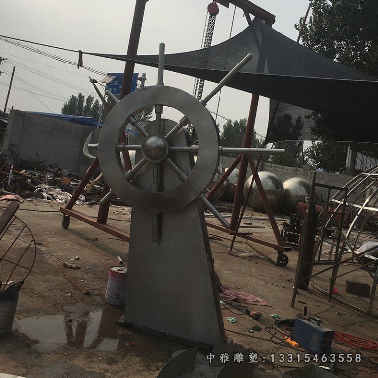 不锈钢船舵景观雕塑 不锈钢船舵景观雕塑