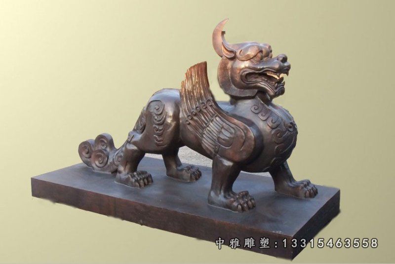 铜貔貅雕塑，铸铜独角兽雕塑
