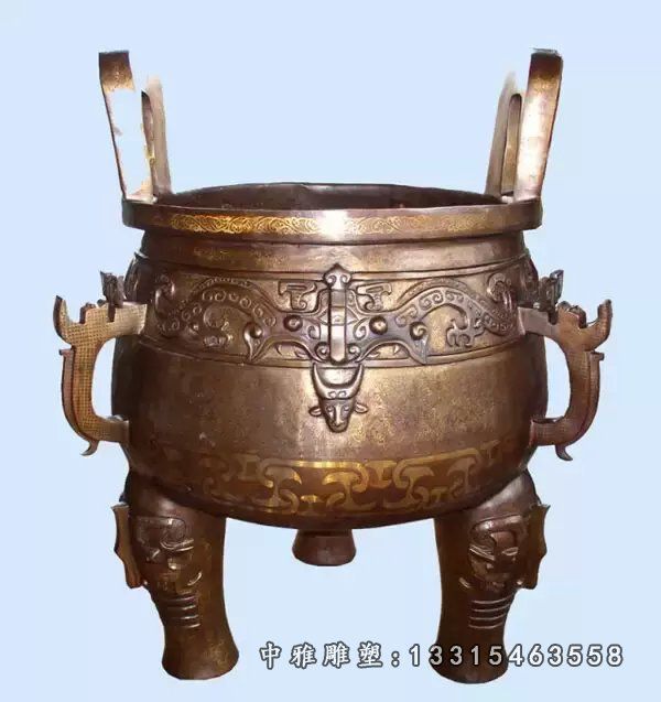 安顺市寺庙古代三足鼎铜雕
