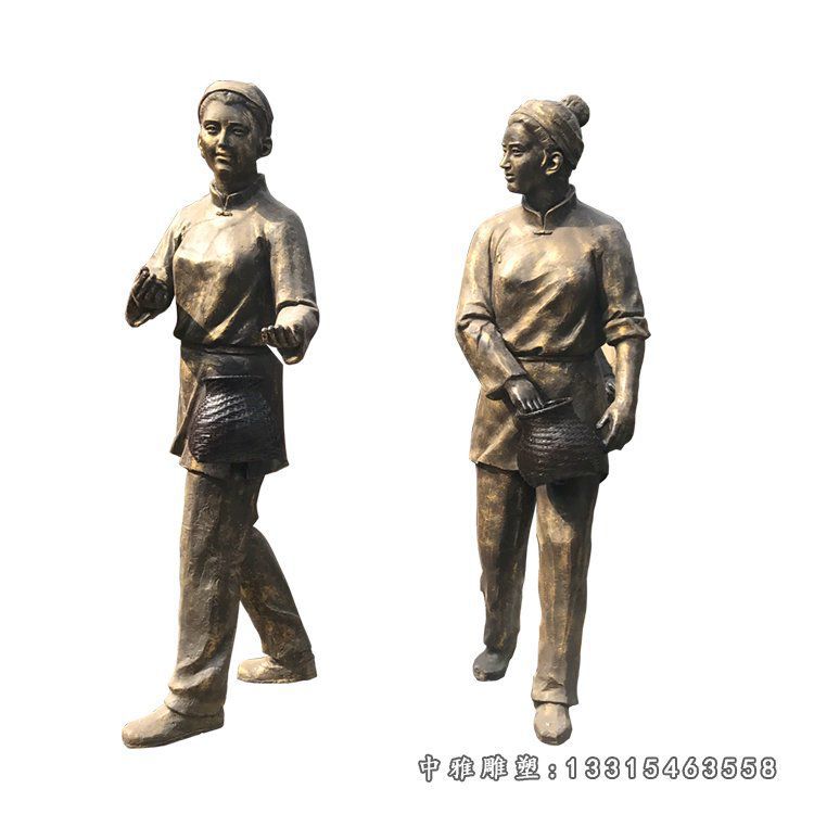 安顺市公园采茶人物铜雕