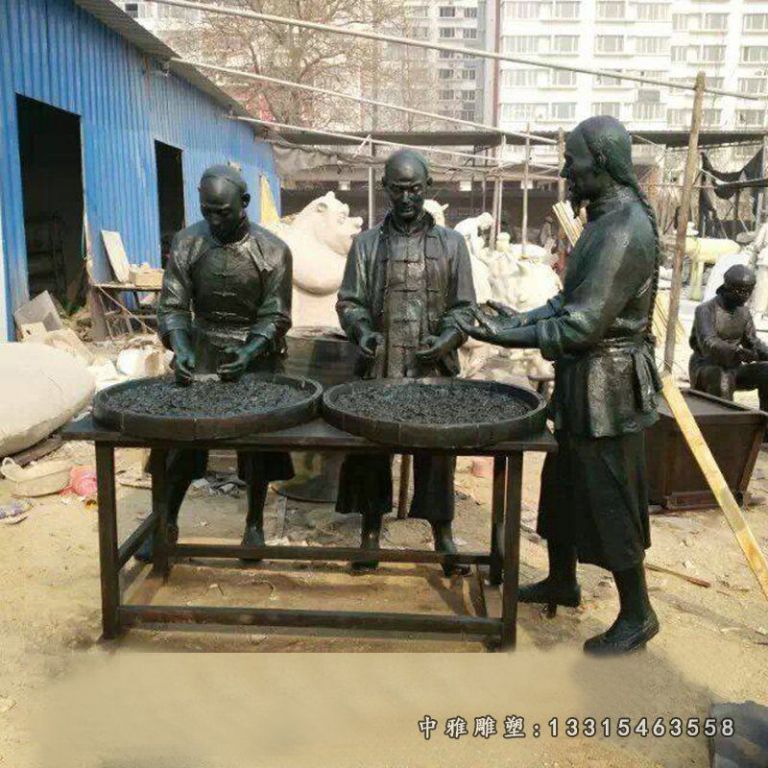 六盘水公园茶文化人物铜雕