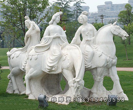 六盘水古代美人骑马石雕