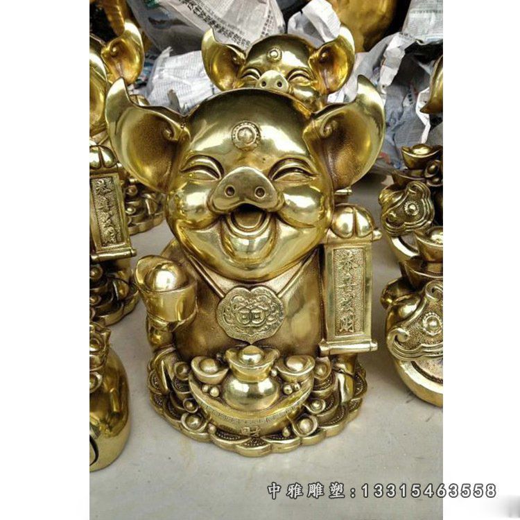铜雕招财小金猪商场雕塑摆件