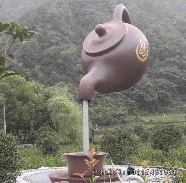 公园不锈钢茶壶雕塑