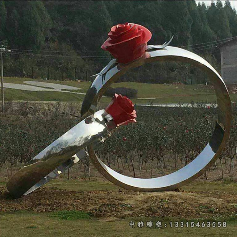 公园不锈钢戒指雕塑