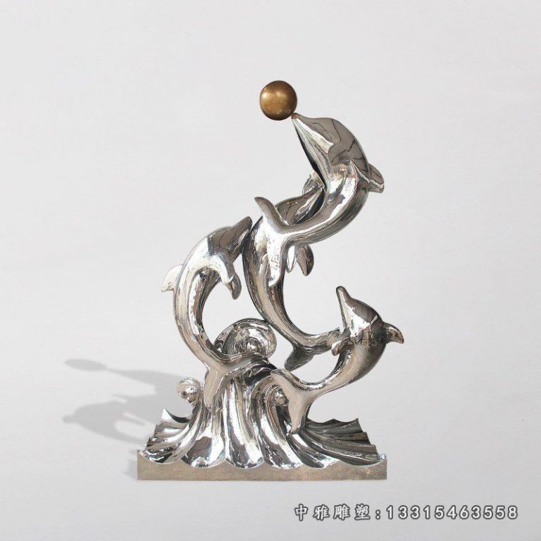 公园不锈钢海豚雕塑