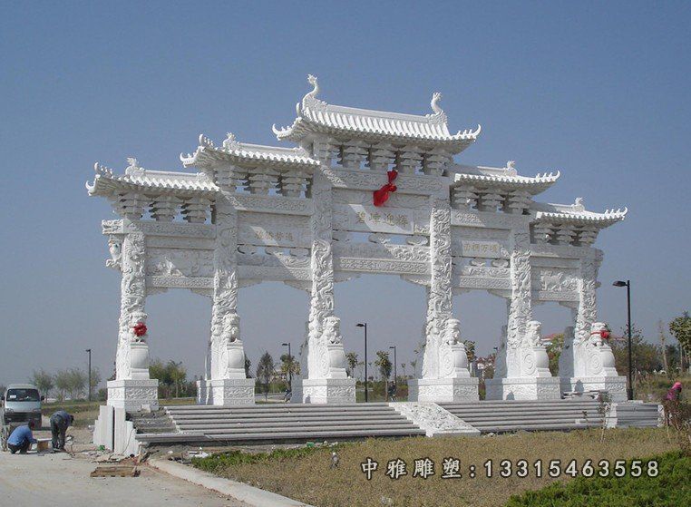公园五门牌坊石雕