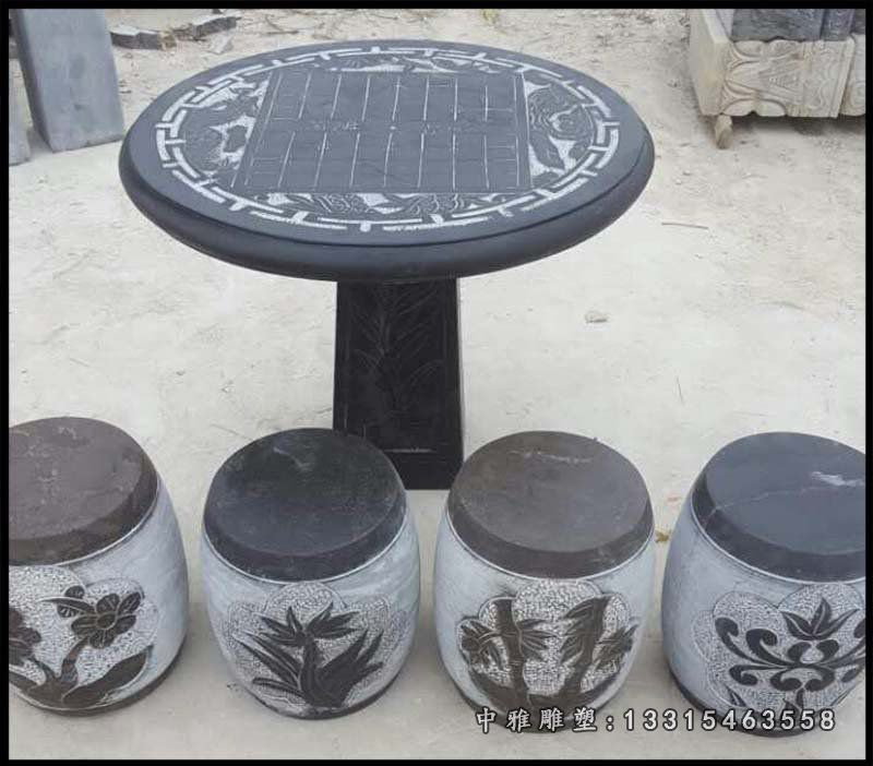 仿古梅兰竹菊石桌凳