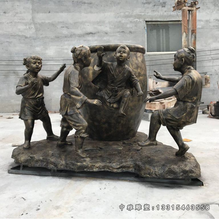 寓言司马光砸缸铜雕